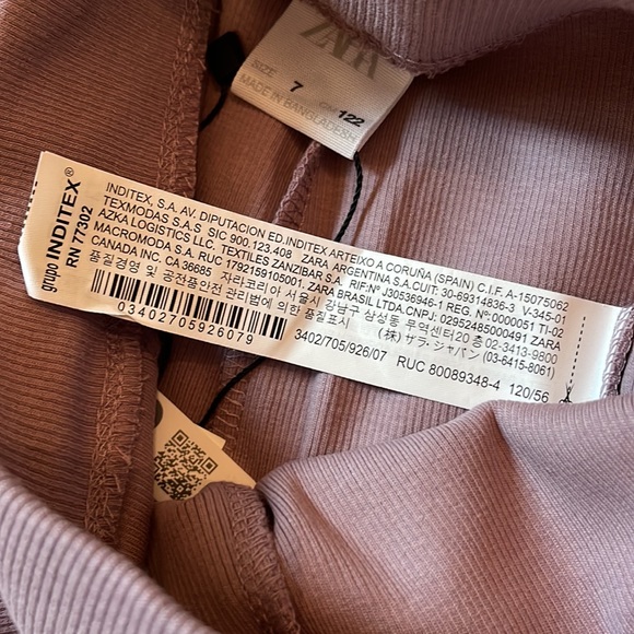 NWT size 7 Zara Girls Mauve Label Detailed Ribbed Leggings! - Picture 9 of 10